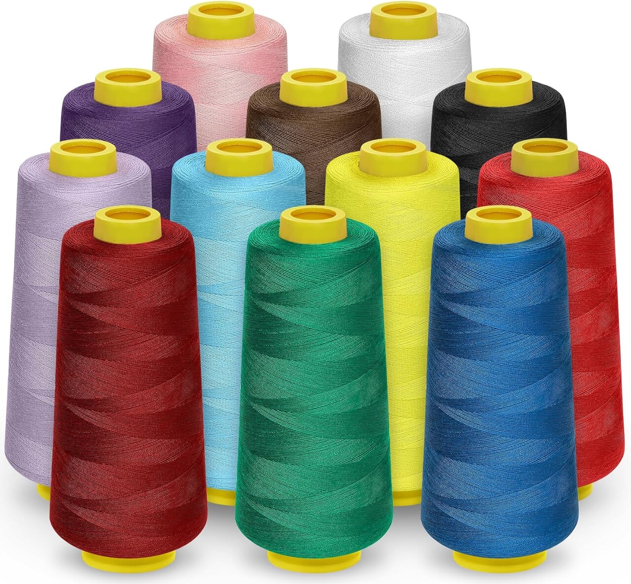 12 Pack Serger Thread Cones, 1800 Yards Each Spool Overlock Thread